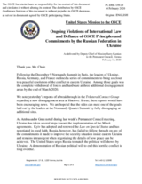 Statement by the Delegation of the United States of America on Russia’s ongoing aggression against Ukraine and illegal occupation of Crimea