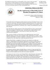 Statement by the Delegation of the United States of America on six years of illegal occupation of the Autonomous Republic of Crimea and the city of Sevastopol by the Russian Federation