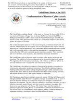Statement by the Delegation of the United States of America on large scale cyberattack against Georgia