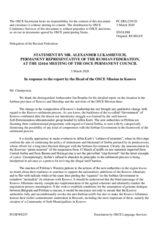 Statement by the Delegation of the Russian Federation in response to the report by the Head of the OSCE Mission in Kosovo, Ambassador Jan Braathu 
