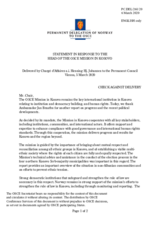 Statement by the Delegation of Norway in response to the report by the Head of the OSCE Mission in Kosovo, Ambassador Jan Braathu 