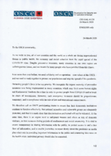 Joint letter to the OSCE Community