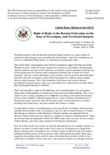 Statement by the Delegation of the United States of America in response to the statement by the Delegation of the Russian Federation