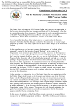 Statement by the Delegation of the United States of America in response to the presentation of the 2021 Programme Outline by the Secretary General, Ambassador Thomas Greminger