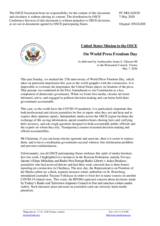 Statement by the Delegation of the United States of America on World Press Freedom Day, observed on 3 May 2020