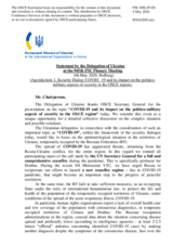 Statement by the Delegation of Ukraine on Covid-19 and its impact on the politico-military aspects of security