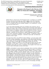 Statement by the Delegation of the United States of America in response to the report by the Director of the OSCE Office for Democratic Institutions and Human Rights (ODIHR), Ms. Ingibjörg Sólrún Gísladóttir