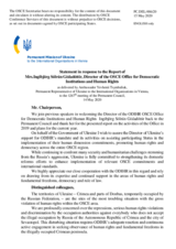 Statement by the Delegation of Ukraine in response to the report by the Director of the OSCE Office for Democratic Institutions and Human Rights (ODIHR), Ms. Ingibjörg Sólrún Gísladóttir