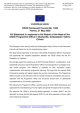 Statement by the Croatian EU Presidency in response to the report by the Head of the OSCE Programme Office in Dushanbe, Ambassador Valeriu Chiveri