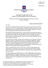 Statement by the Delegation of Norway in response to the report by the Head of the OSCE Programme Office in Dushanbe, Ambassador Valeriu Chiveri
