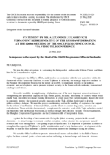 Statement by the Delegation of the Russian Federation in response to the report by the Head of the OSCE Programme Office in Dushanbe, Ambassador Valeriu Chiveri