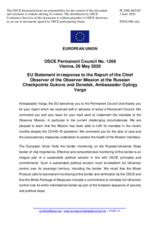 Statement by the Croatian EU Presidency in response to the report by the Chief Observer of the OSCE Observer Mission at Two Russian Checkpoints on the Russian-Ukrainian Border, Ambassador György Varga