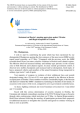 Statement by the Delegation of Ukraine on Russia’s ongoing aggression against Ukraine and illegal occupation of Crimea