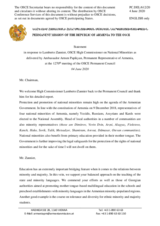 Statement by the Delegation of Armenia in response to the report by the High Commissioner on National Minorities, Ambassador Lamberto Zannier