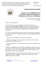 Statement by the Delegation of the United States of America on parliamentary elections in Tajikistan, held on 1 March 2020
