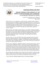 Statement by the Delegation of the United States of America on Russia’s ongoing aggression against Ukraine and illegal occupation of Crimea