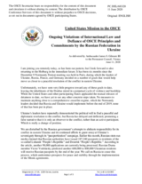Statement by the Delegation of the United States of America on Russia’s ongoing aggression against Ukraine and illegal occupation of Crimea