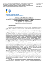 Statement by the Delegation of Ukraine on the subject of Russia’s ongoing aggression against Ukraine and illegal occupation of Crimea