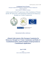 Agenda of "Joint achievements of the European Commission for Democracy through Law and National Authorities" International Conference 