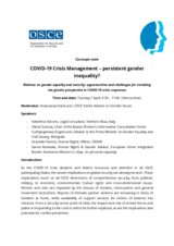 Concept note and agenda: COVID-19 Crisis Management – persistent gender inequality?