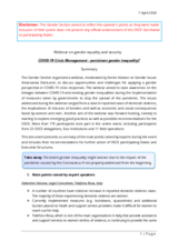 Webinar summary: COVID-19 and gender equality