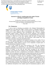 Statement by the Delegation of Ukraine on Russia’s ongoing aggression against Ukraine and illegal occupation of Crimea