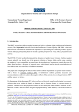 Domestic Violence and the COVID-19 Crisis - Trends, Recommendations and Potential Areas of Assistance