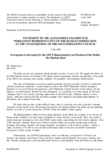Statement by the Delegation of the Russian Federation in response to the report by the OSCE Representative on Freedom of the Media, Mr. Harlem Désir