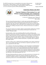 Statement by the Delegation of the United States of America on Russia’s ongoing aggression against Ukraine and illegal occupation of Crimea