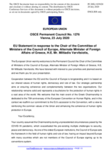 Statement by the German EU Presidency in response to the address by the Chair of the Committee of Ministers of the Council of Europe and Alternate Minister for Foreign Affairs of Greece, H.E. Mr. Miltiadis Varvitsiotis
