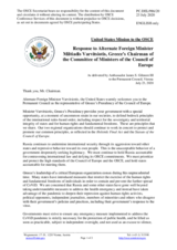 Statement by the Delegation of the United States of America in response to the address by the Chair of the Committee of Ministers of the Council of Europe and Alternate Minister for Foreign Affairs of Greece, H.E. Mr. Miltiadis Varvitsiotis
