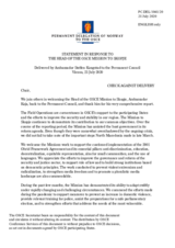 Statement by the Delegation of Norway in response to the report of the Head of the OSCE Mission to Skopje, Ambassador Clemens Koja