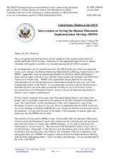 Statement by the Delegation of the United States of America on the Human Dimension Implementation Meeting (HDIM)