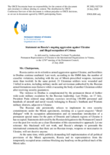 Statement by the Delegation of Ukraine on Russia’s ongoing aggression against Ukraine and illegal occupation of Crimea