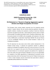 Statement by the German EU Presidency on Russia’s ongoing aggression against Ukraine and illegal occupation of Crimea
