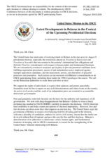 Statement by the Delegation of the United States of America on the latest developments in Belarus in the context of the upcoming presidential election, to be held on 9 August 2020