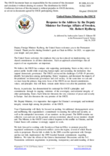 Statement by the Delegation of the United States of America in response to the address by the Deputy Minister for Foreign Affairs of Sweden, Mr. Robert Rydberg