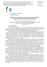 Statement by the Delegation of Ukraine in response to the address by the Deputy Minister for Foreign Affairs of Sweden, Mr. Robert Rydberg