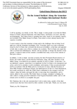 Statement by the Delegation of the United States of America on the violence along the Armenia-Azerbaijan international border