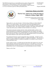 Statement by the Delegation of the United States of America on the 6th anniversary of the downing of Malaysia Airlines flight MH17 on 17 July 2014