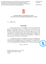 Information Exchange by the Delegation of Serbia on Conventional Arms Transfer