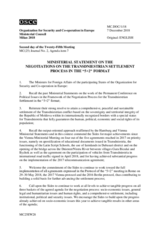 Document Nr. 1, Ministerial Statement on the Negotiations on the Transdniestrian Settlement Process in the "5+2" Format