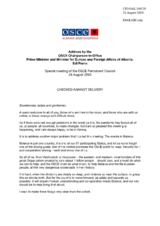 Address by the Chairperson-in-Office, Prime Minister and Minister for Europe and Foreign Affairs of Albania Edi Rama, on the situation in Belarus