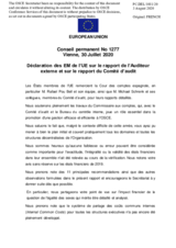 Déclaration des EM de l’UE sur le rapport de l’Auditeur externe et sur le rapport du Comité d’audit