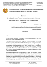Statement by the Delegation of Armenia on Turkey’s aggressive policy and military posturing as a destabilizing factor in the South Caucasus 
