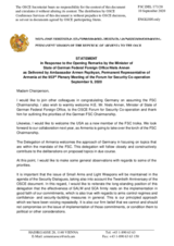Statement by the Delegation of Armenia in response to the opening remarks by H.E. Mr. Niels Annen, Minister of State, German Federal Foreign Office
