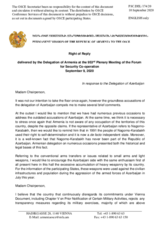 Statement by the Delegation of Armenia in response to the statement by the Delegation of Azerbaijan