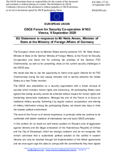 Statement by the German EU Presidency in response to the opening remarks by H.E. Mr. Niels Annen, Minister of State, German Federal Foreign Office