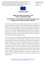 Statement by the German EU Presidency on the attacks on freedom of opinion and expression and media freedom in Belarus