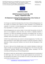Statement by the German EU Presidency on the International Day of the Victims of Enforced Disappearances, observed on 30 August 2020